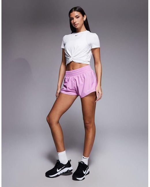 Nike Pink Nike One Training Dri-fit Mid Rise 3 Inch Shorts