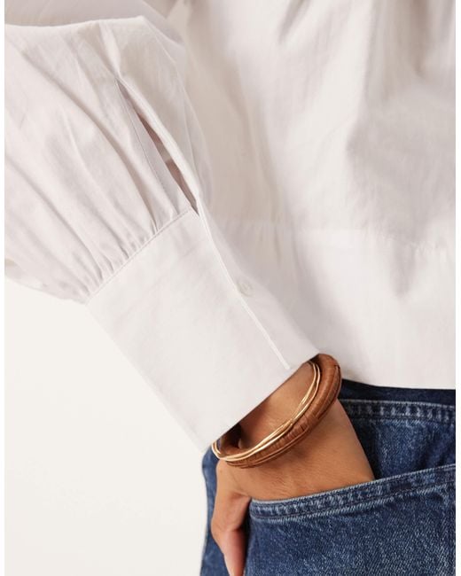 ASOS White Gathered Shirt With Shoulder Pads