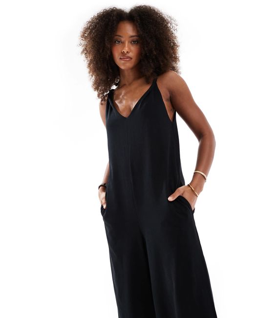 ASOS Blue Twist Shoulder Jumpsuit