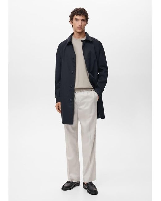 Mango Blue Trench Coat for men