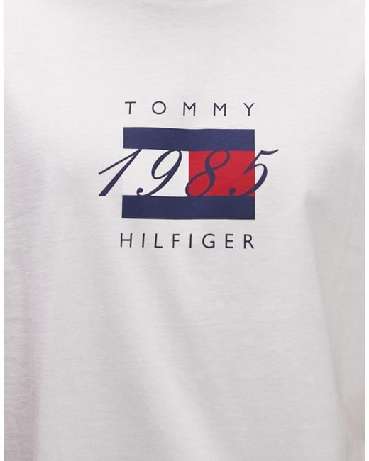 Tommy Hilfiger White Linear Flag Graphic T-shirt for men