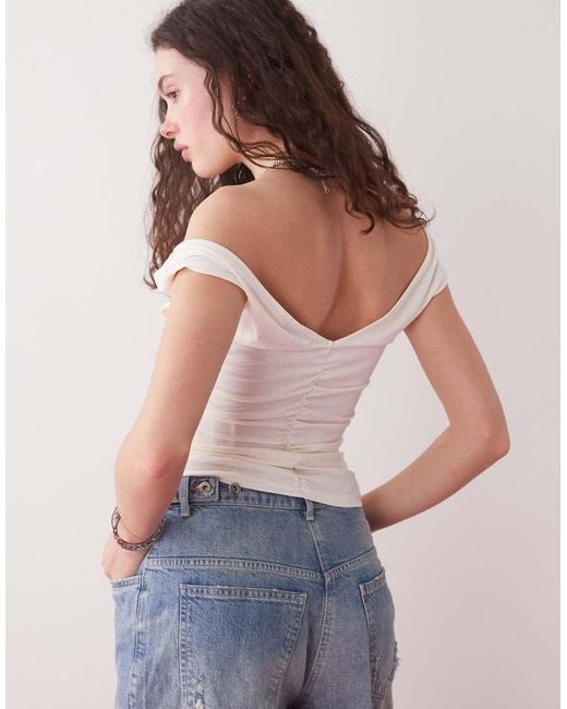 Motel Natural Neida Slinky Scoop Neck Drape Top