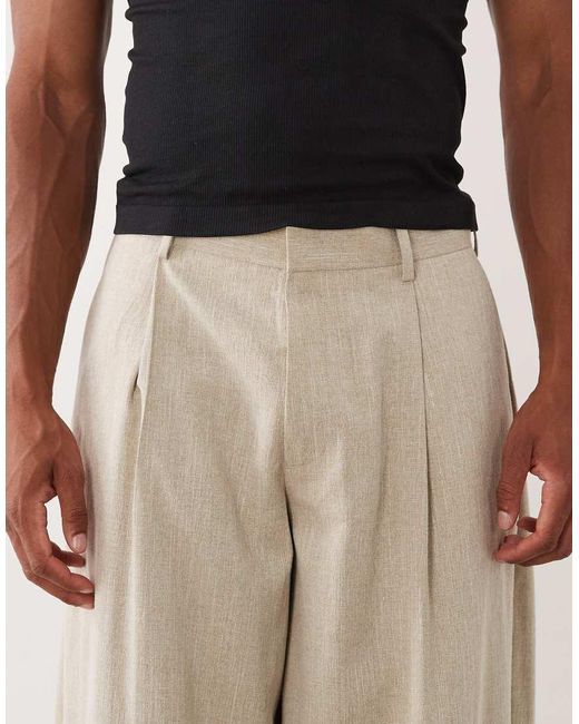 ASOS Natural Smart Barrel Leg Trousers for men