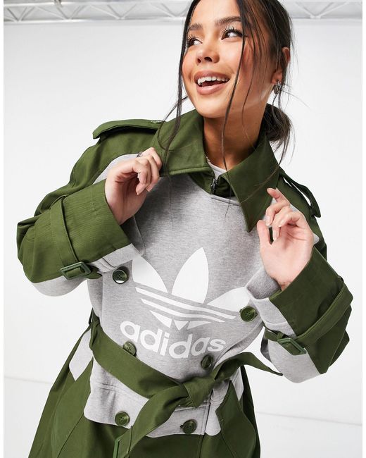 adidas Originals X Dry Clean Only Trench Coat in Green | Lyst