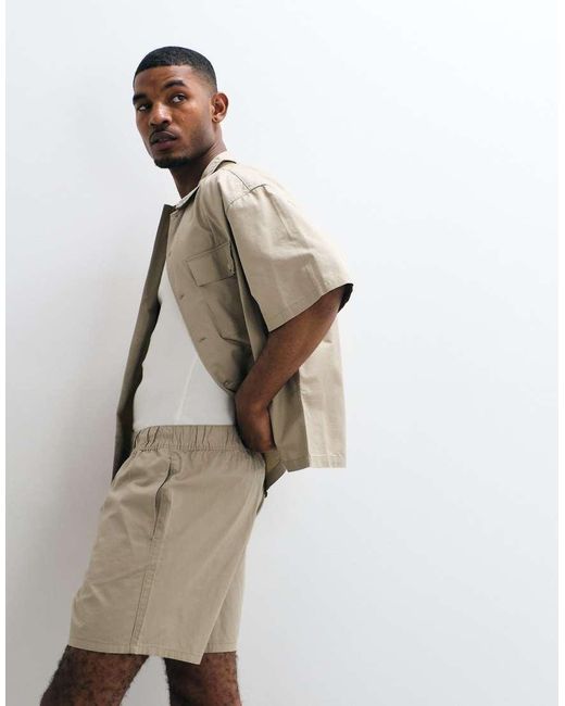 ASOS White Cotton Twill Shorts for men