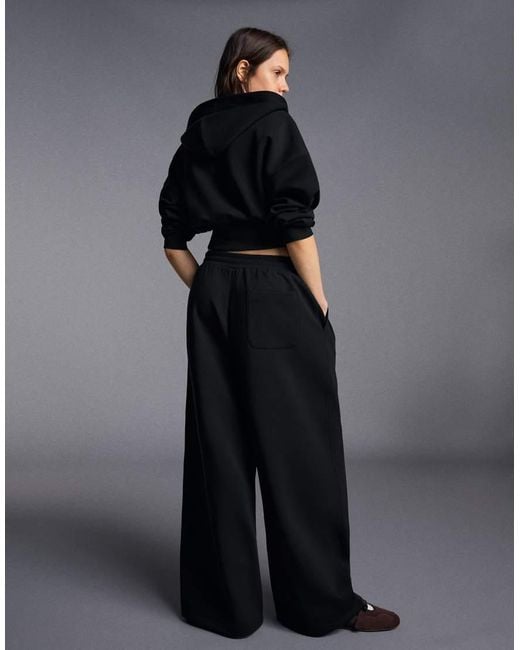 Bershka Black Petite Modal Barrel Trousers