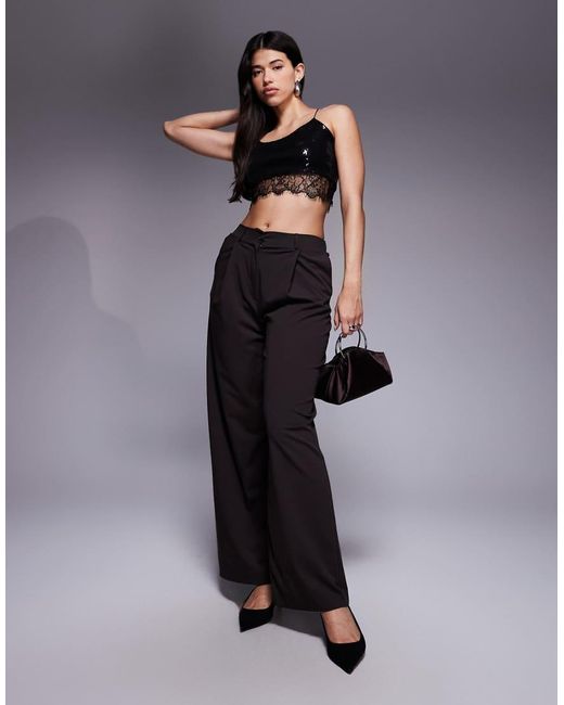 ASOS Black Sequin Cami Top With Lace Trim