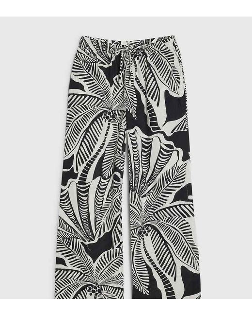 River Island Gray Petite Linen Blend Printed Trousers