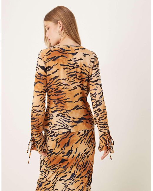Never Fully Dressed Natural Sheer Tie Front Top Co-ord