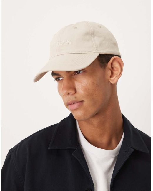 Calvin Klein White Embroidered Logo Baseball Cap for men