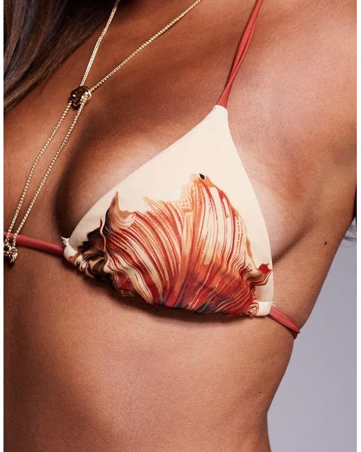 SIMMI Brown Dalia Flower Print Bikini Top