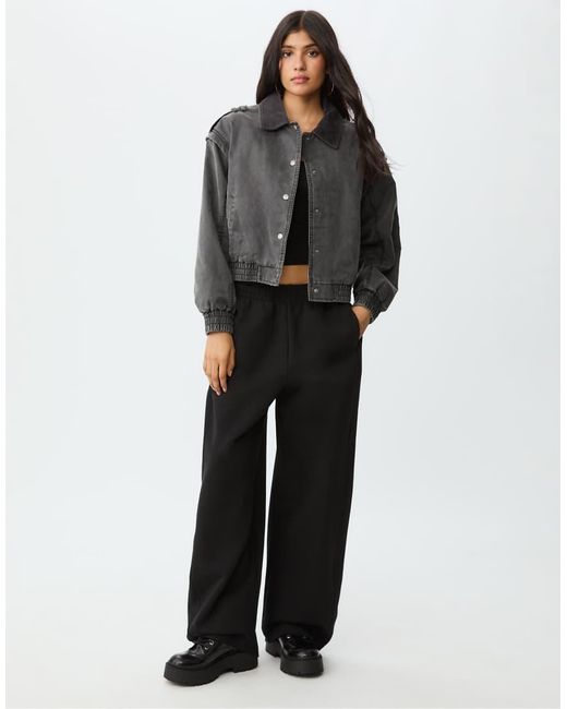 Stradivarius Black Faded-effect Cropped Jacket