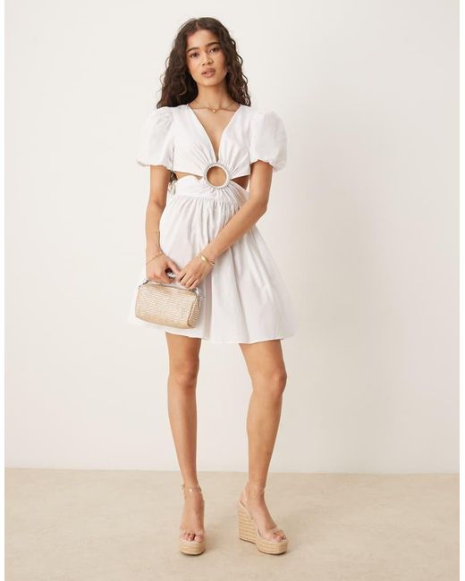 Glamorous White V Neck Mini Dresses