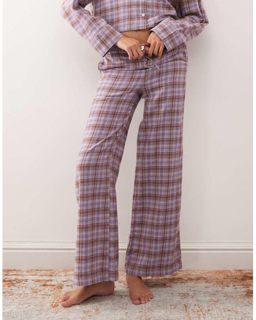 Monki Pink Mix And Match Flannel Pyjama Trousers