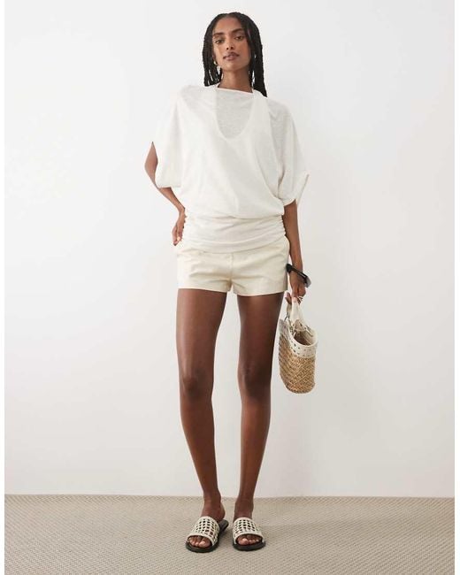 ASOS Natural Double Layer Top With Cinched Waist Top