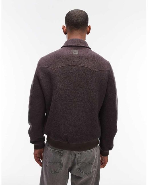 AllSaints Brown Royce Patch Logo Wool Jacket for men