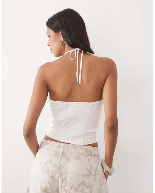 Mango White Teen Strappy Beaded Cami Top