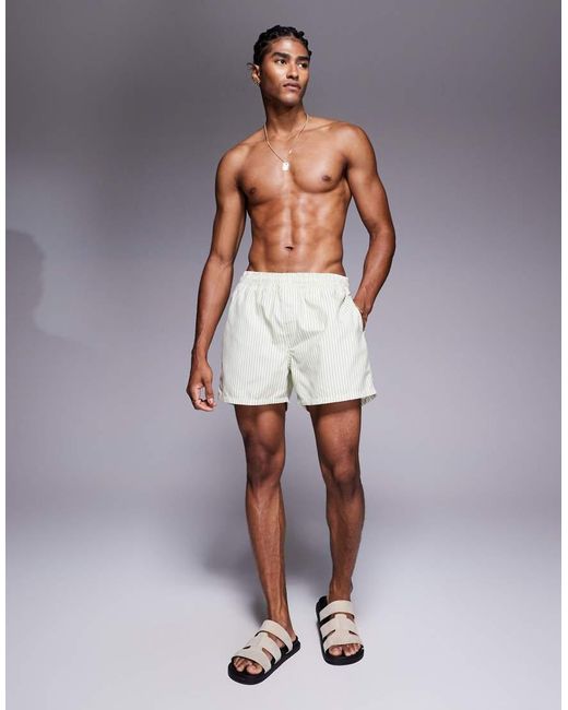 ASOS Korte Gestreepte Zwemshort in het White voor heren