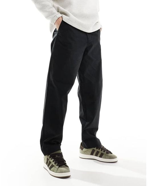 Fred Perry Black Straight Leg Twill Trousers for men
