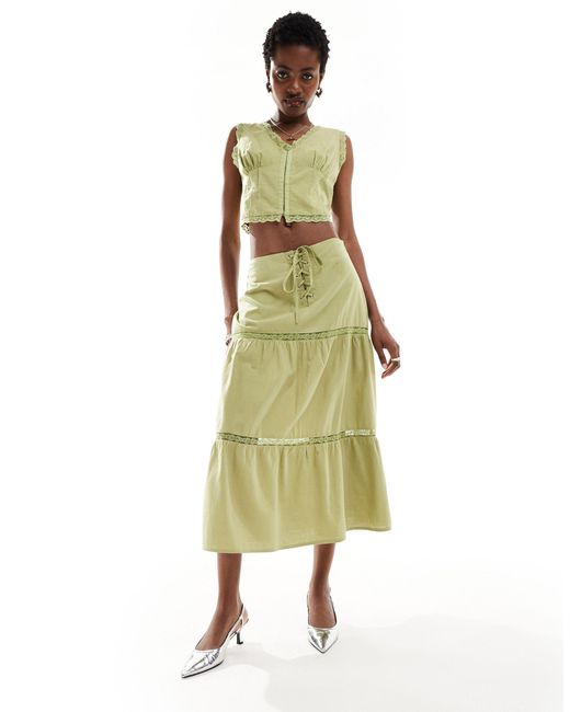 Bailey Rose Green Corset Waist Prairie Skirt