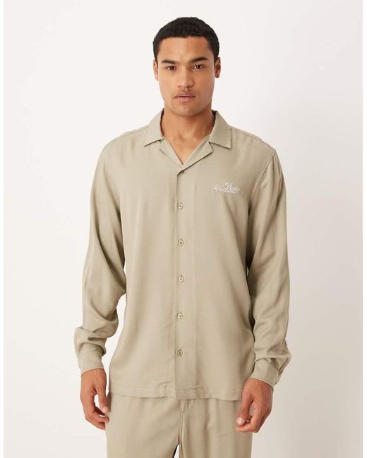 Camisa De Corte Estándar Con Cuello De Solapas Y Bordado En El Pecho De (Parte De Un Conjunto) ASOS de hombre de color Natural