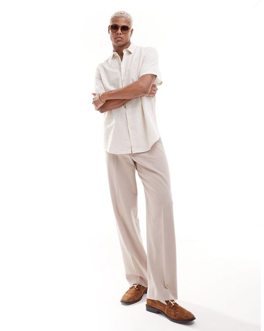 ASOS White Regular Smart Linen Mix Shirt for men