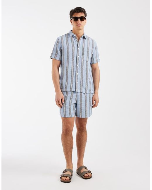 ASOS Blue Textured Mid Length Shorts for men