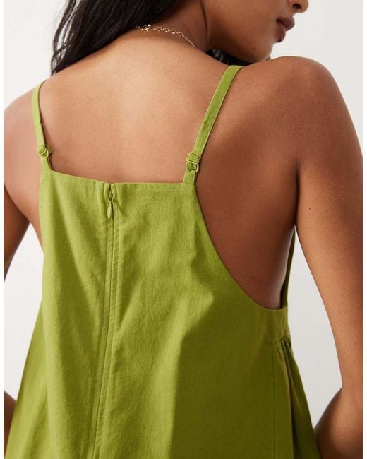 ASOS Green Cotton Linen Pinny Playsuit