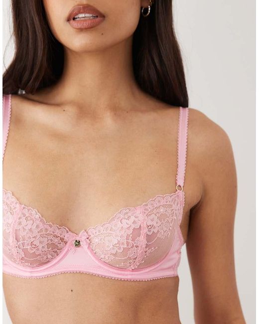 Boux Avenue Brown Elsbeth Embroidered Non Padded Balconette Bra