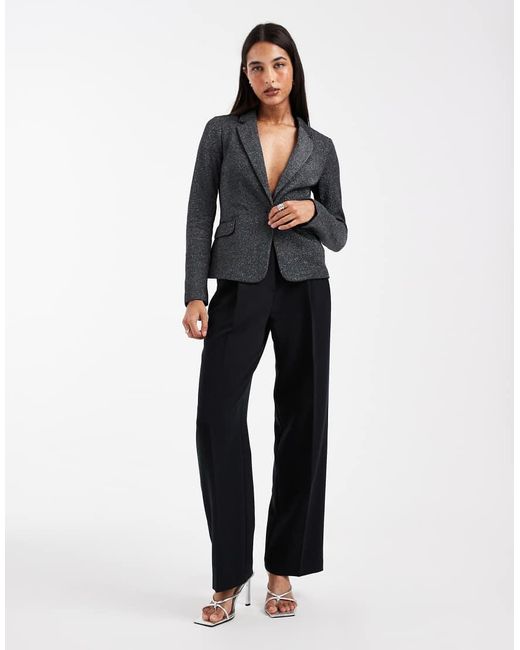 Vero Moda Gray Glitter Fitted Stretch Blazer