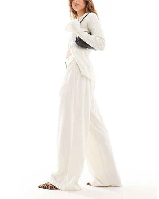 Aware White Drapey Tailored Dad Trouser