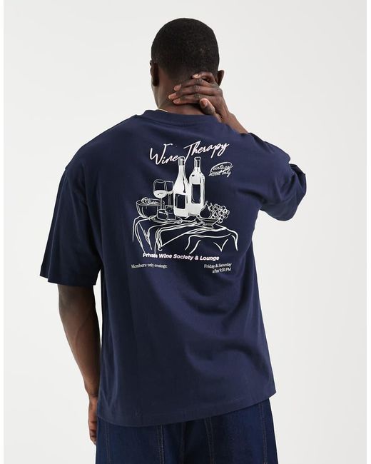 ASOS Blue Oversized T-shirt With Food And Drink Graphic for men