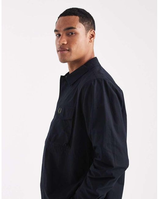 Fred Perry Poplin Overshirt in het Blue voor heren