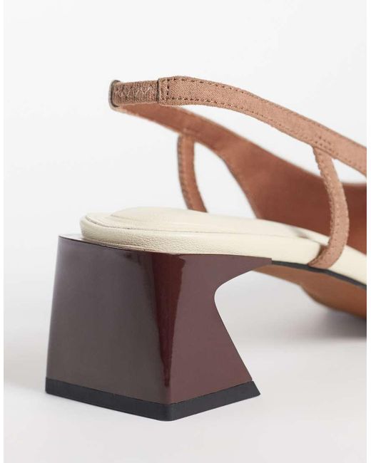 ASOS White Steam Cut Out Detail Slingback Block Heeled Shoes