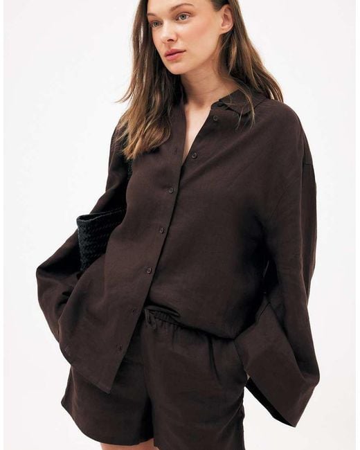 NA-KD Black Drawstring Linen Shorts