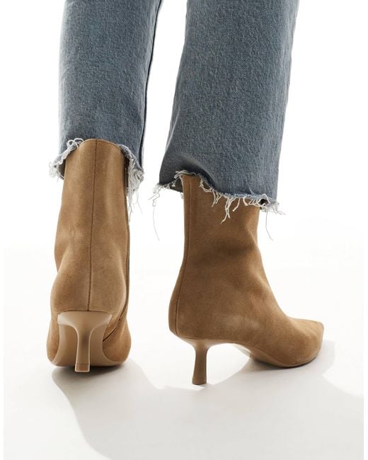 Stradivarius Blue Suede Leather Heeled Boot
