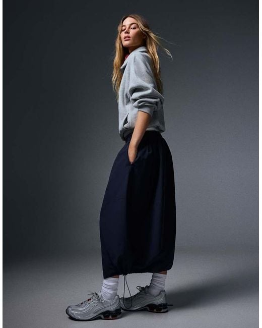 Bershka Blue Parachute Midi Skirt