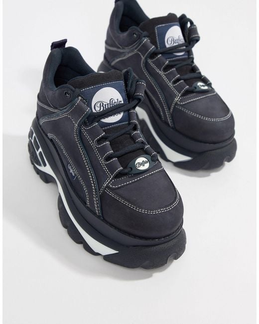 Buffalo classic lowtop platform trainers in black best sale