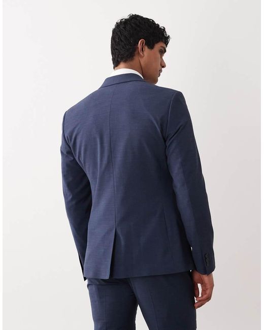 ASOS Blue Skinny Suit Jacket With Washable Wool for men