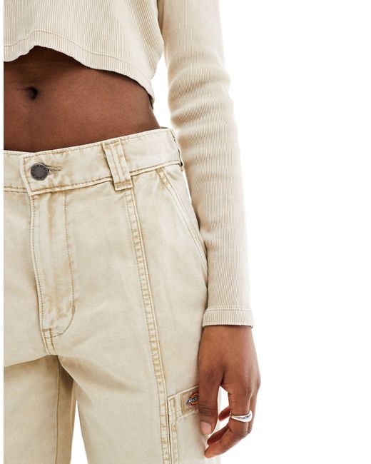 Pantalones color crema lavado con detalle Dickies de color Natural