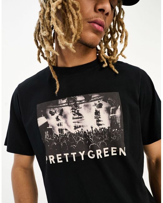 T-shirt avec logo à motif foule Pretty Green pour homme en coloris Black