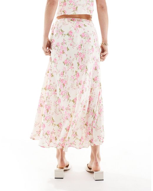 Mango Pink Midi Floral Print Co-ord Skirt