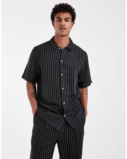 Tommy Hilfiger Black Linen Shirt Co-ord for men