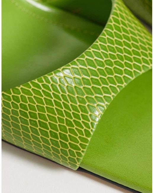 JW PEI Green Hannah Faux Snakeskin Heel Mules