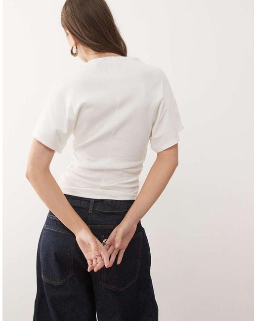 Noisy May White Cinch Waist T-Shirt