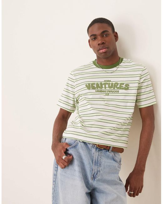 ASOS Natural Cropped T-shirt With Puff Text Graphic for men