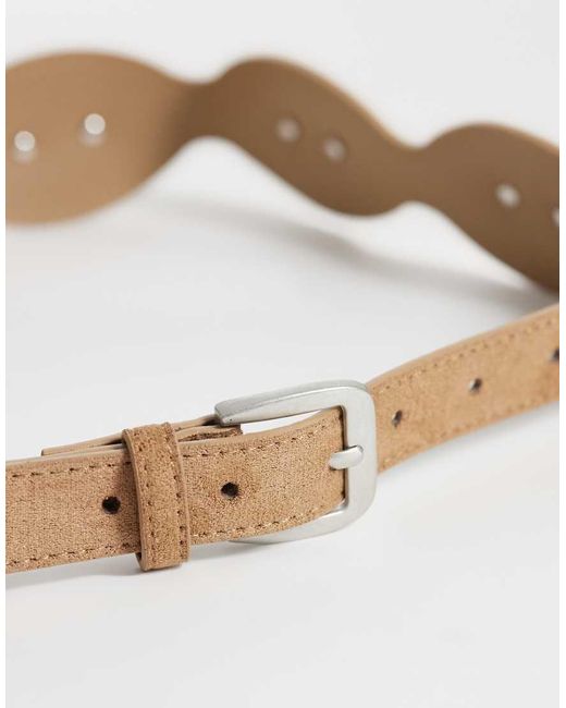 Gina Tricot Natural Thin Rectangle Suede Belt