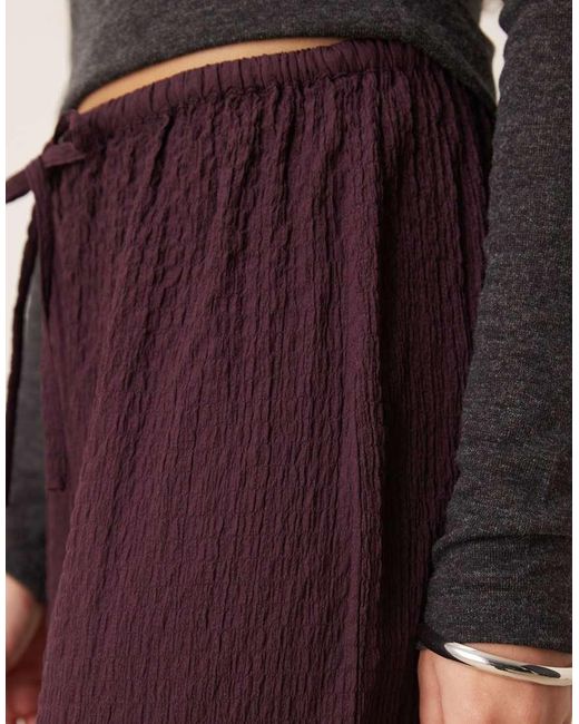 Wednesday's Girl Purple Textured Wide Leg Tie Up Trouser