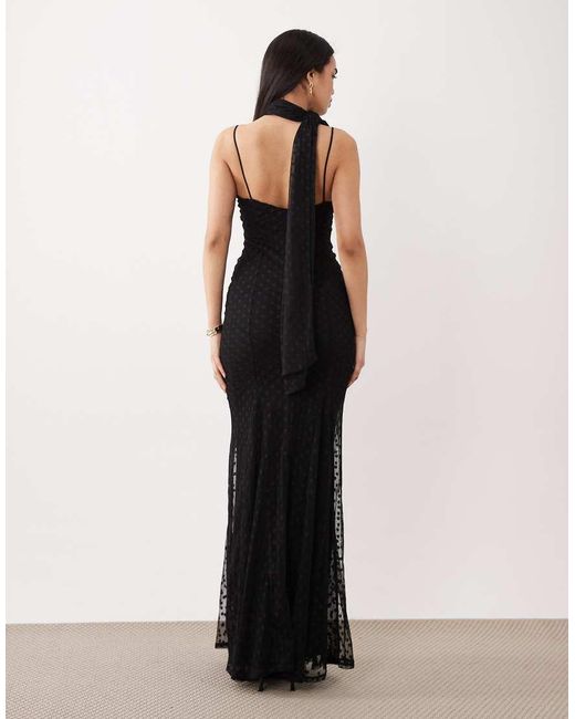 ASOS Black Mesh Maxi Dress With Scarf Detail