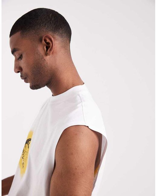 ASOS White Oversized Tank With The Stone Roses Print for men